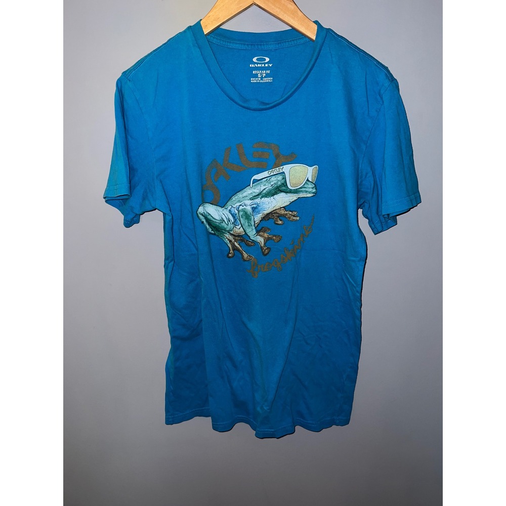 Oakley Frogskins Graphic T-Shirt Small Blue Short Sleeve Frog Sunglasses Tee